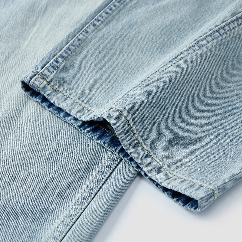 Women's Vintage Cotton Wide Leg Jeans - Curved Hem Retro Style