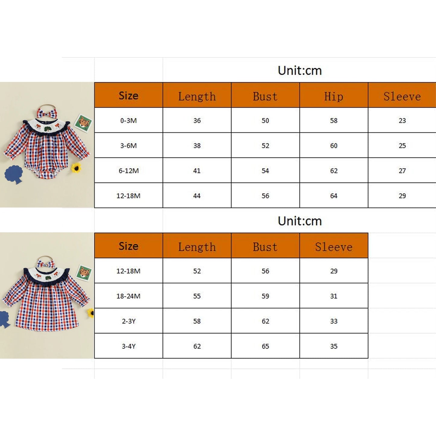 Toddler Baby Girls' Plaid Romper Dress - Animal Embroidery Smocked Jumpsuit with Headband
