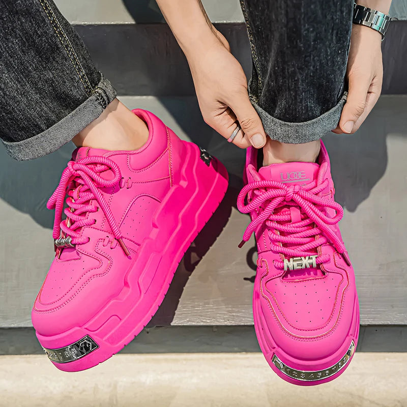 Men's Platform Sneakers - Metal Detail Sports Trainers