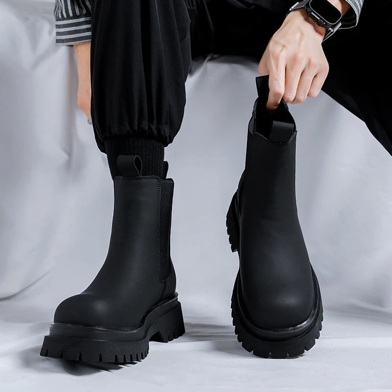 Men's Platform Black High Top Boots