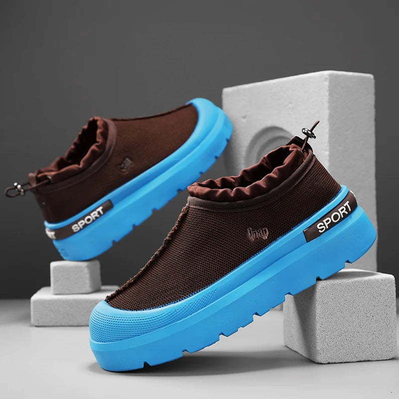 Men's Platform Vulcanized Slip-On Sneakers - Comfortable Running Tennis Shoes
