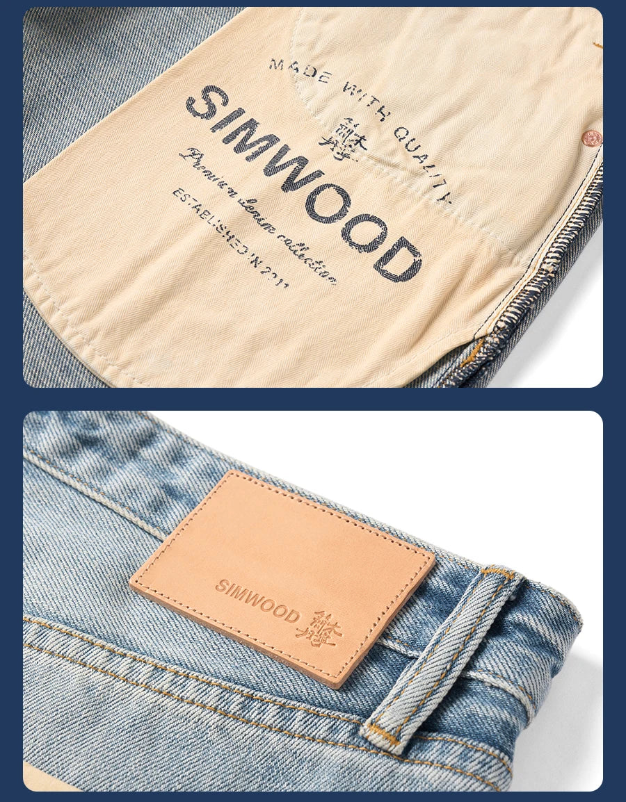 Men's High Standard Loose Relaxed 13.8oz 100% Cotton Ripped Denim Jeans - Plus Size