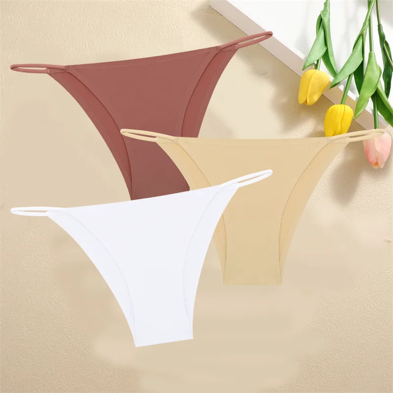 3-Pack Seamless Low Waist Bikini Briefs - Comfortable Stretch Underwear