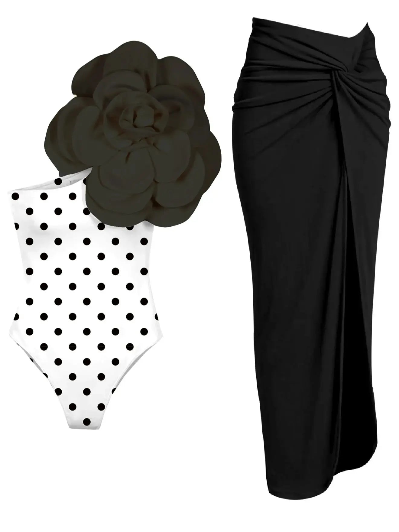 Women's Summer 3D Flower Bikini Suit High Waist Swimwear Swimsuit Beachwear Set