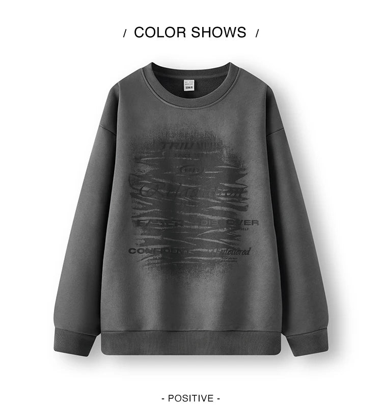 Men's Loose Fit Hoodie - Vintage Graffiti Print Long Sleeve Sweatshirt