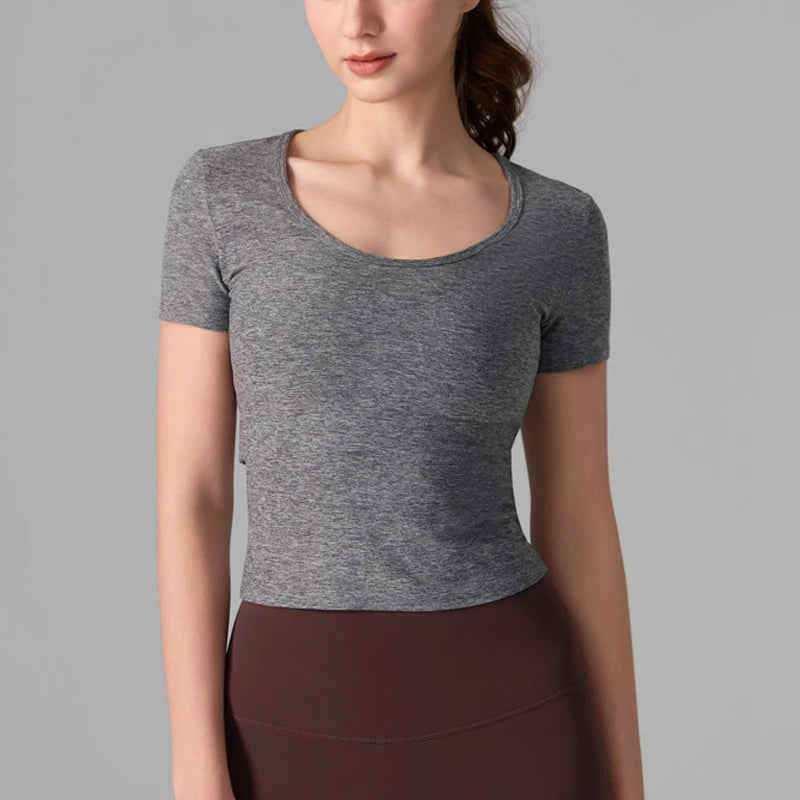 Women's Slim Fit Workout T-Shirt - Quick Dry Athletic Top for Yoga & Running