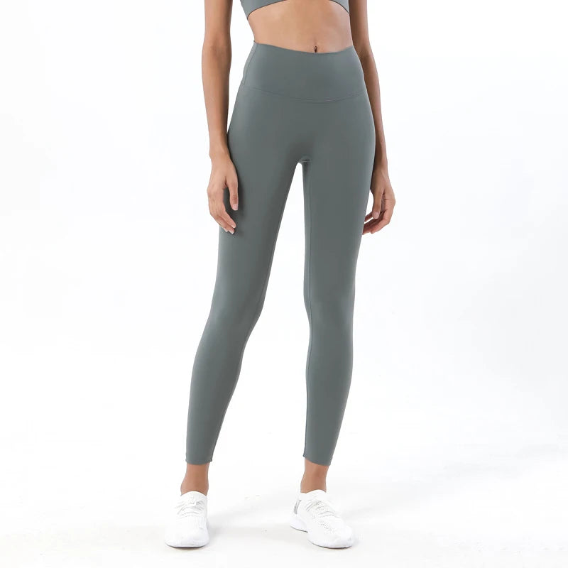 High Waist Nylon Yoga Leggings - Breathable Fitness Tights