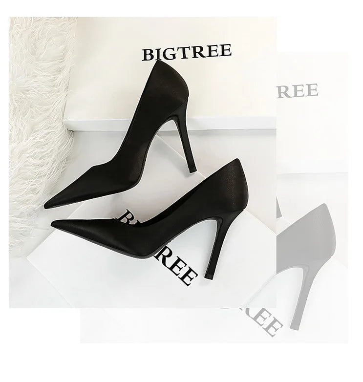 Silk Stiletto Pumps - Spring High Heels Plus Size Available