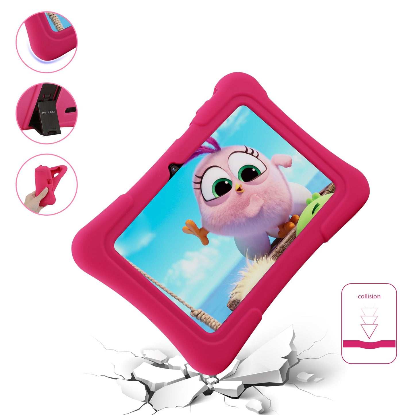 PRITOM 7 Inch Kids Tablet Quad Core Android 10 32GB WiFi Bluetooth Educational Software Installed