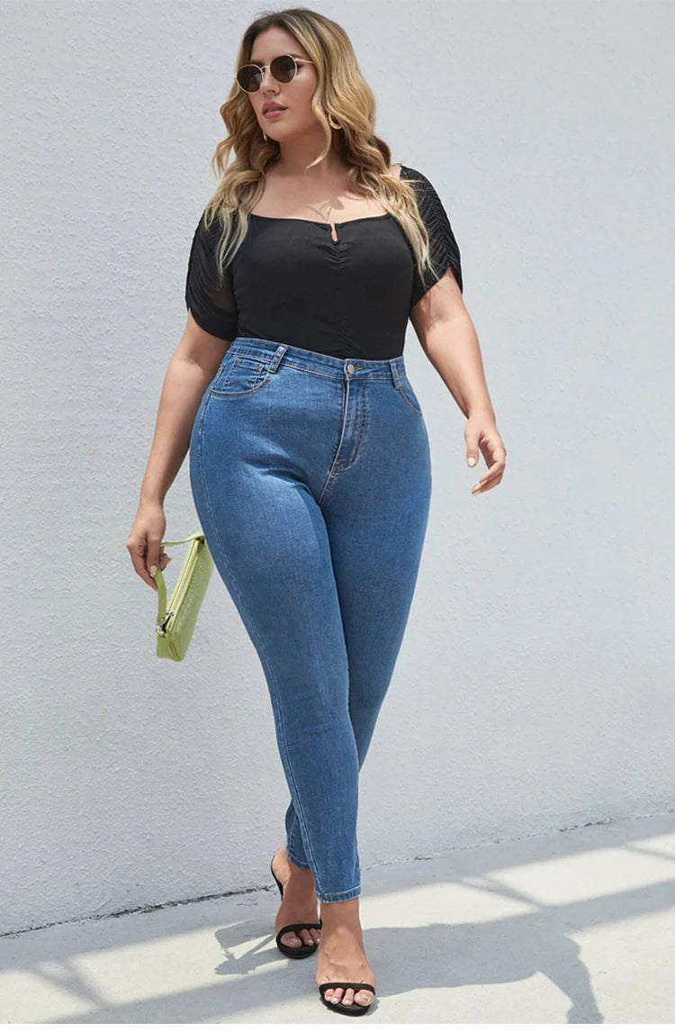 Women's Plus Size High Waist Stretchy Pencil Jeans