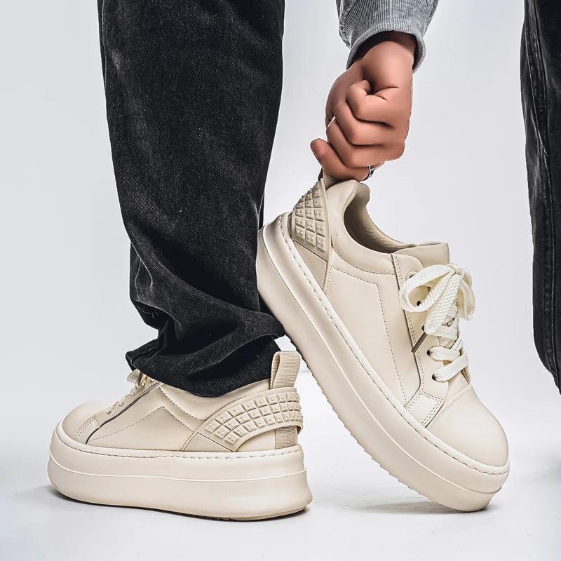 Men's Casual Leather Skateboard Vulcanized Tennis Sports Shoes Sneakers