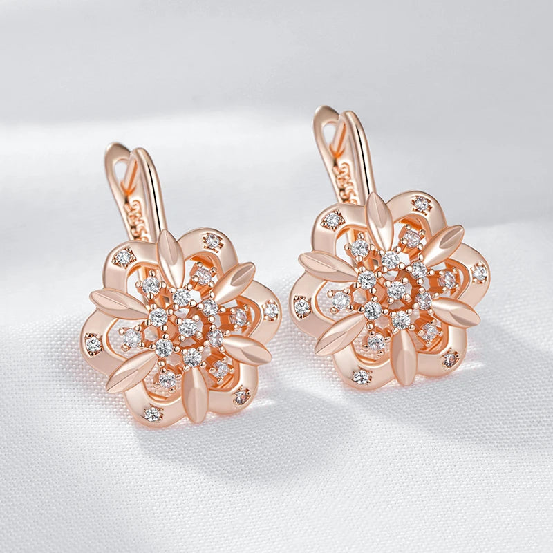 Crystal Flower Ethnic Bride Drop Earrings