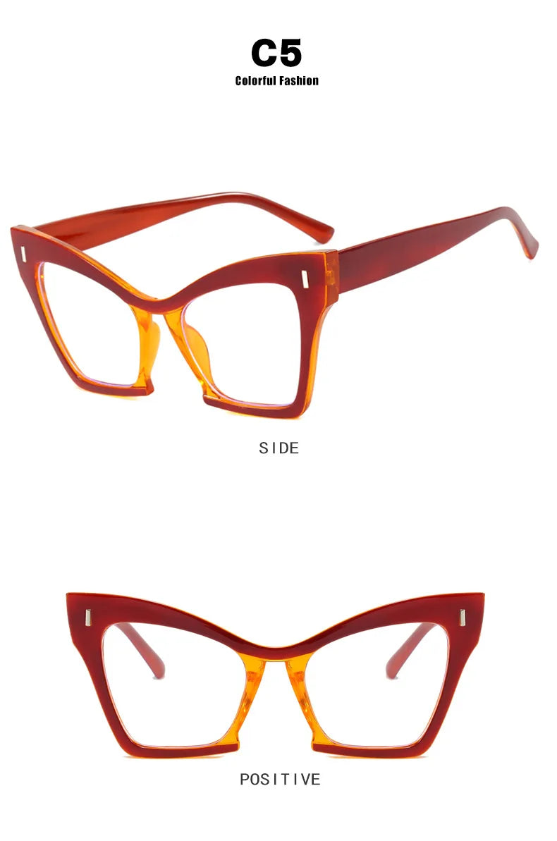 Retro Large Frame Blue Light Blocking Glasses for Women