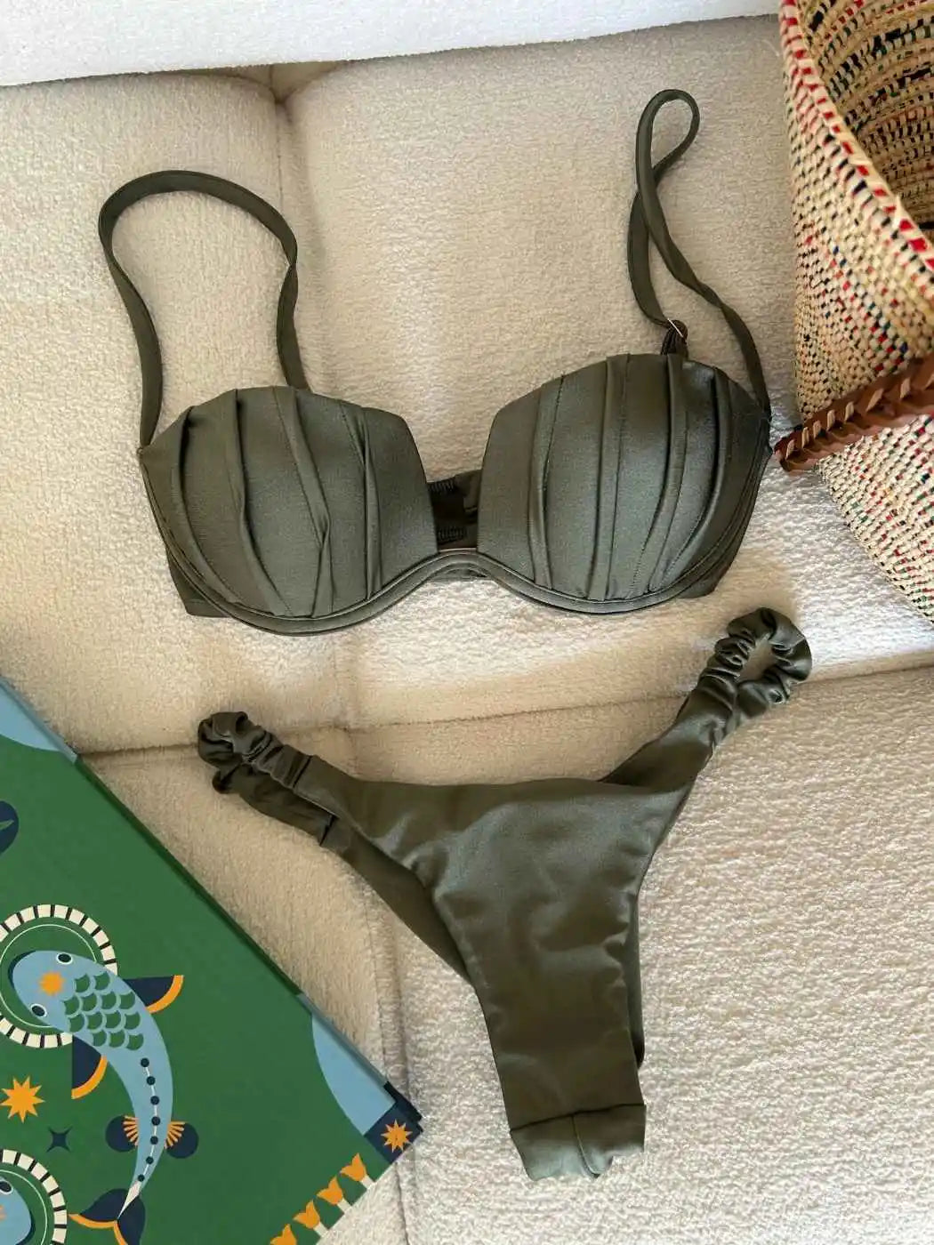 Women's 3-Piece Underwire Halter Bikini Set with Skirt - Supportive Beach Wear