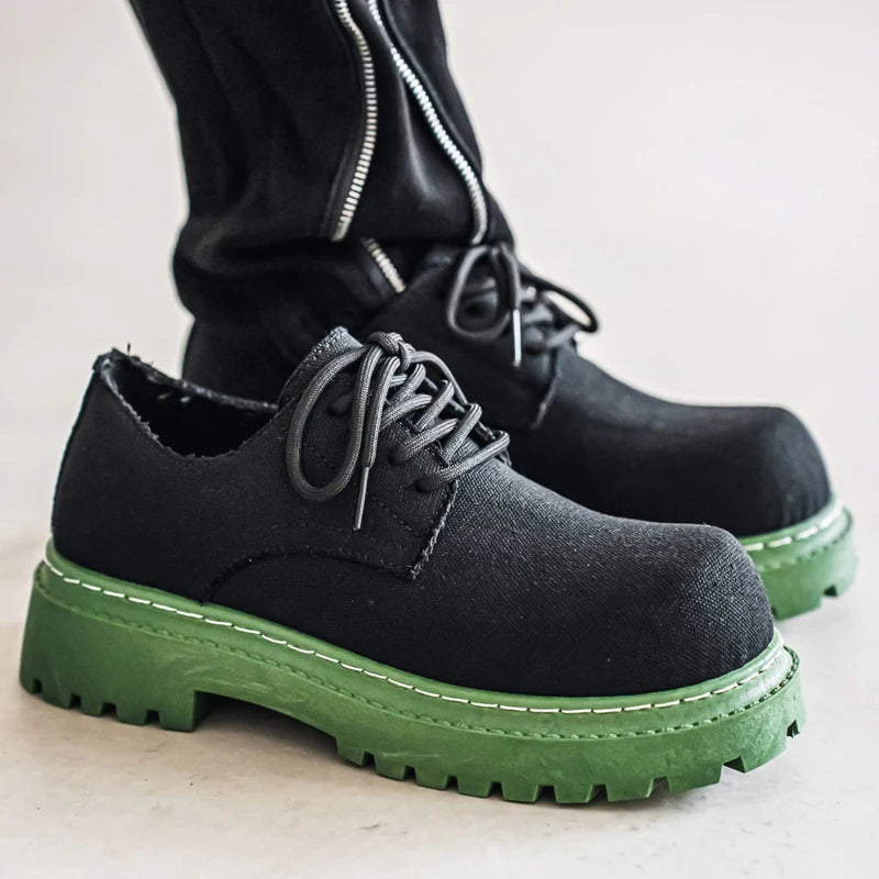 Men's Platform Denim Lace-up  Derby Shoes