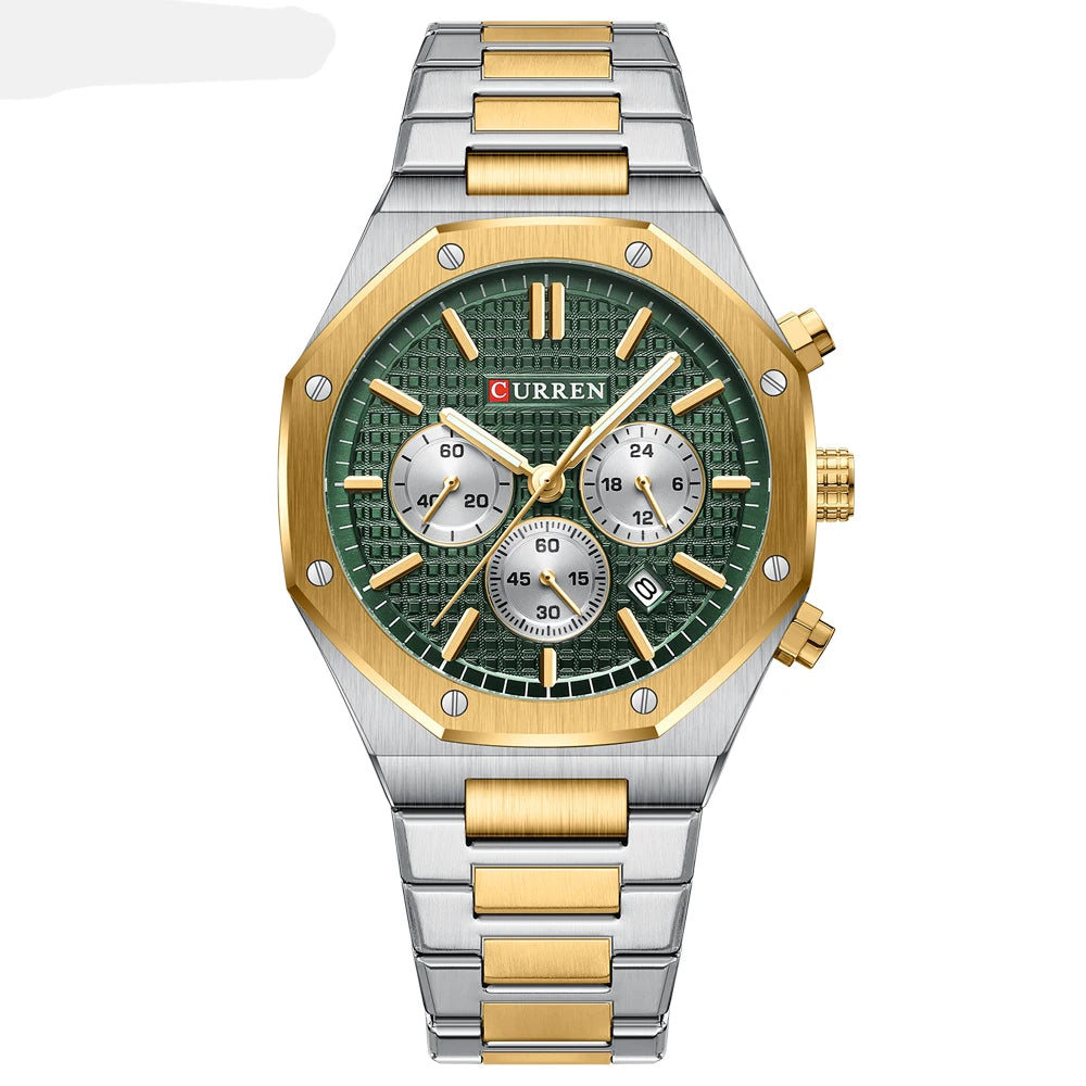 Luxury Gold Multifunction Quartz Watch - Luminous Sport Chronograph