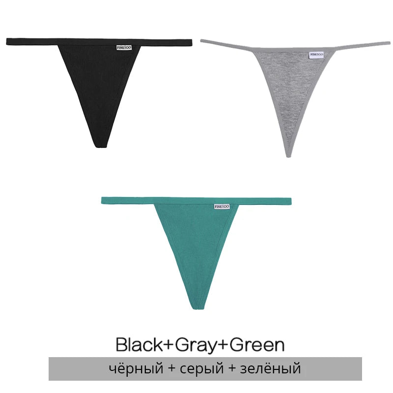 Cotton Thongs 3-Pack Set - Low-Rise Comfortable Underwear