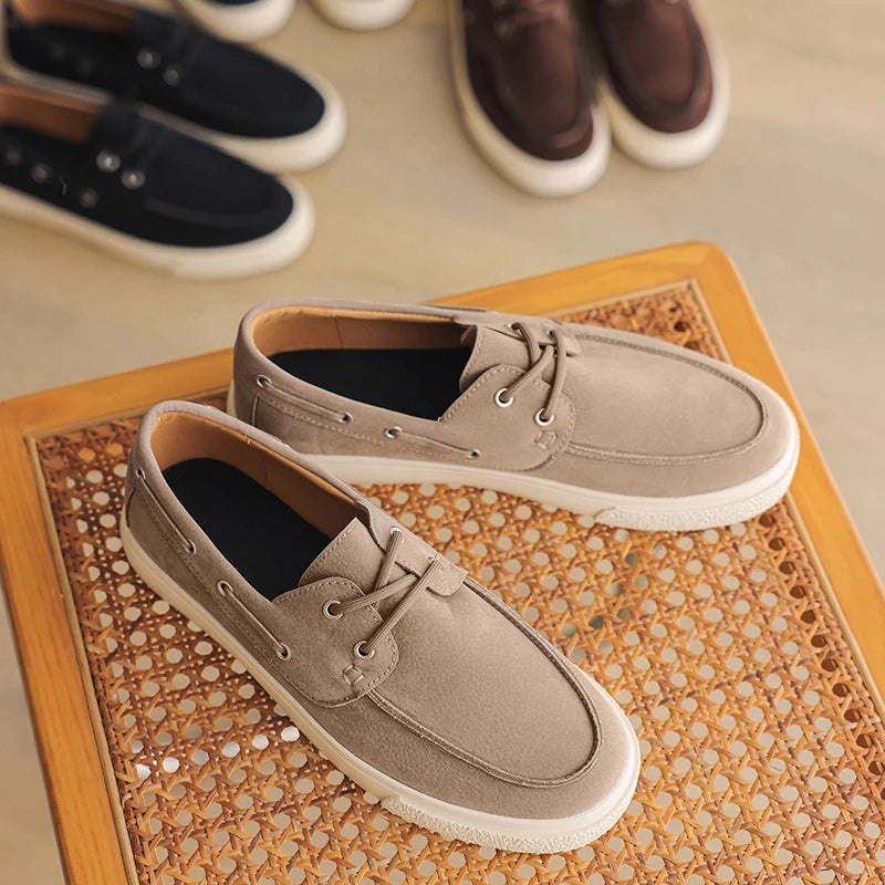 Slip-On Leather Sneakers - Men's Breathable Skateboard & Tennis Loafers