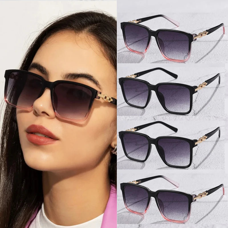 Pink Square Sunglasses - Small Full Frame Gradient Lens Vintage UV400 Women's Eyewear