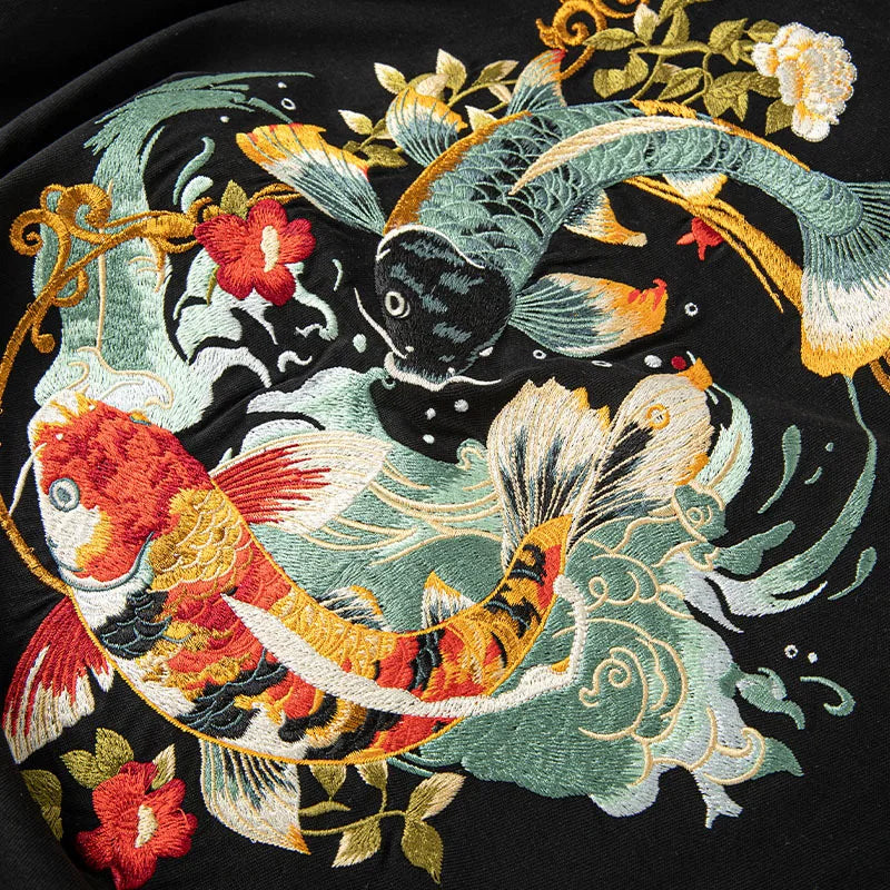 Koi Embroidered T-Shirt