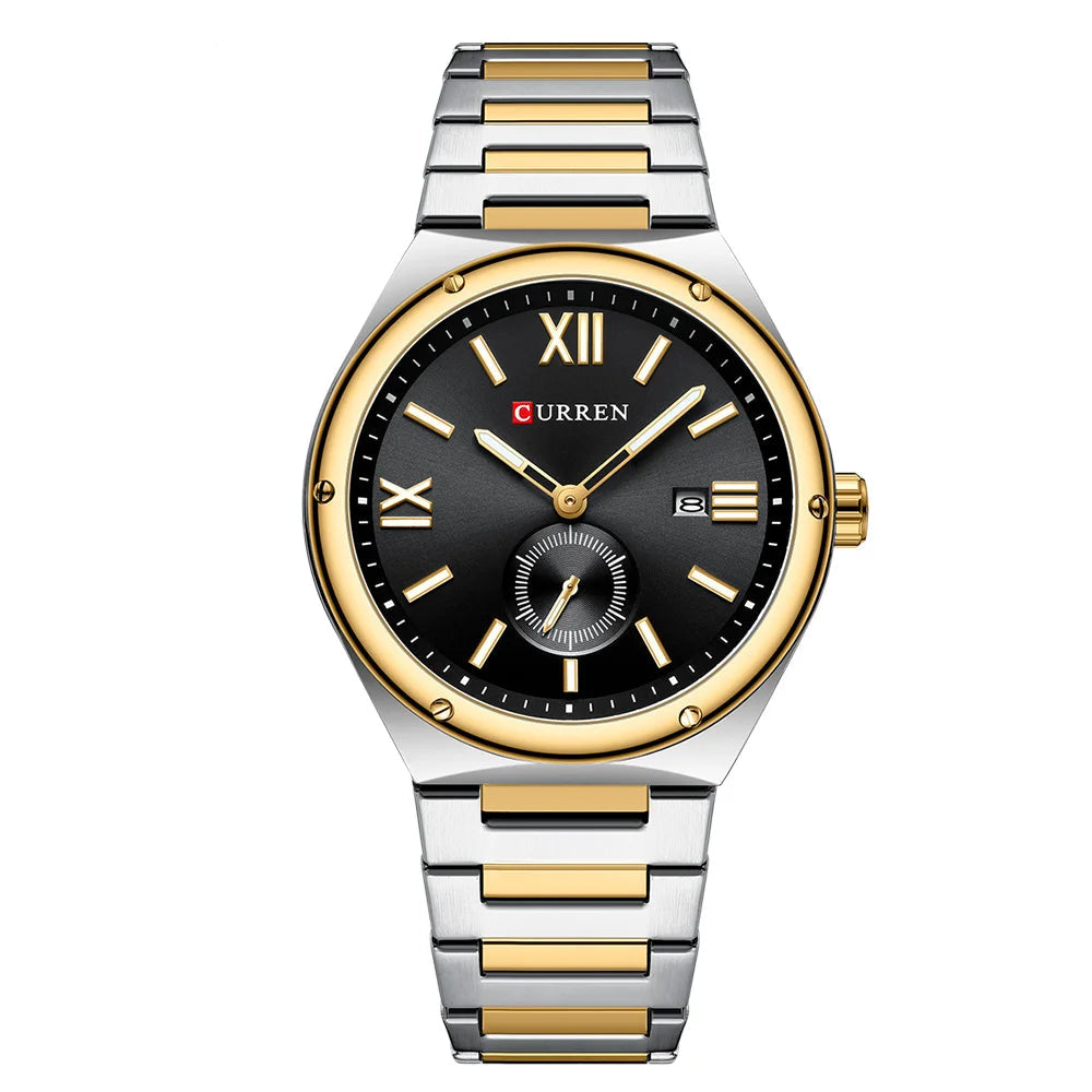 Premium Waterproof Business Watch - Luminous Date Display Stainless Steel Square Quartz