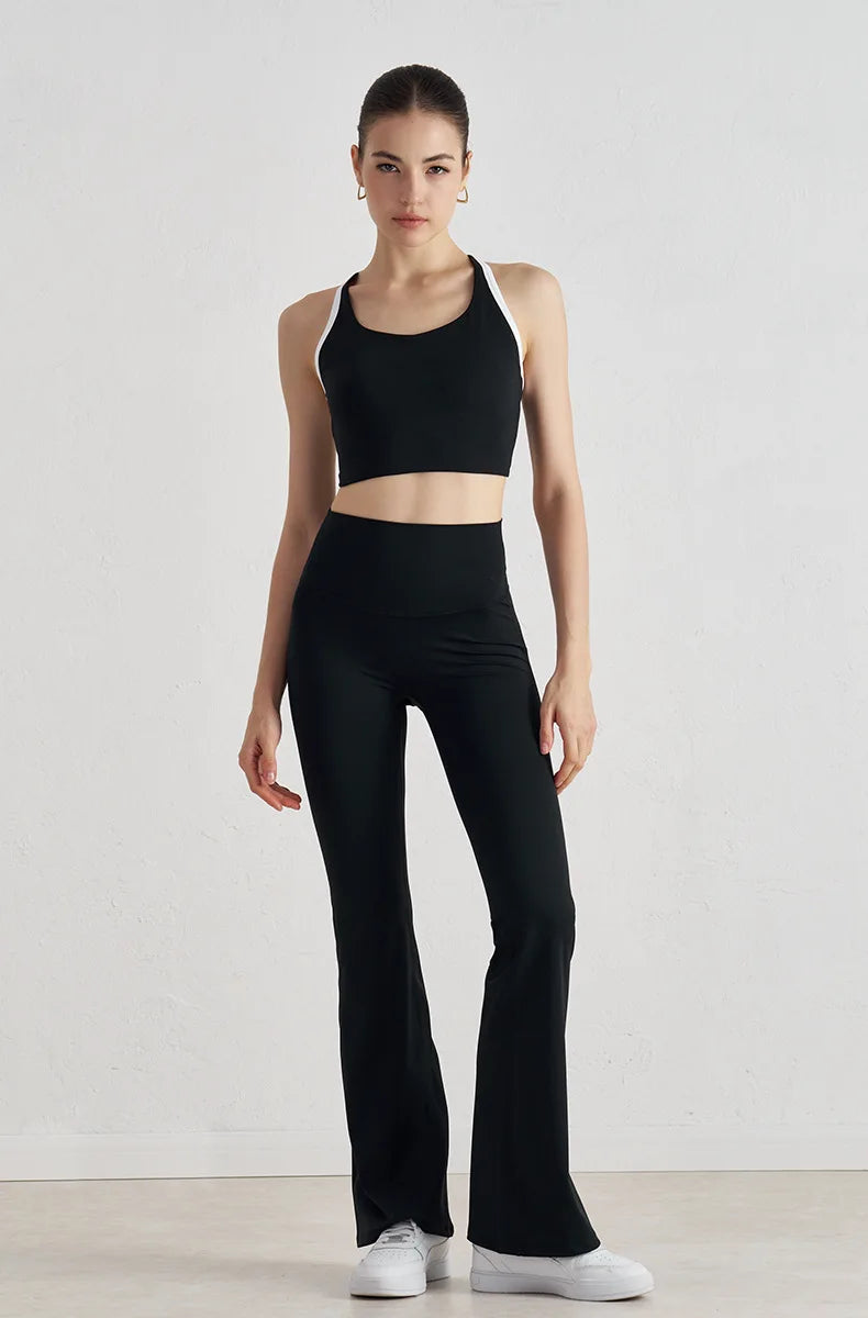 Two-Tone Nylon Sports Bra - Removable Chest Pad