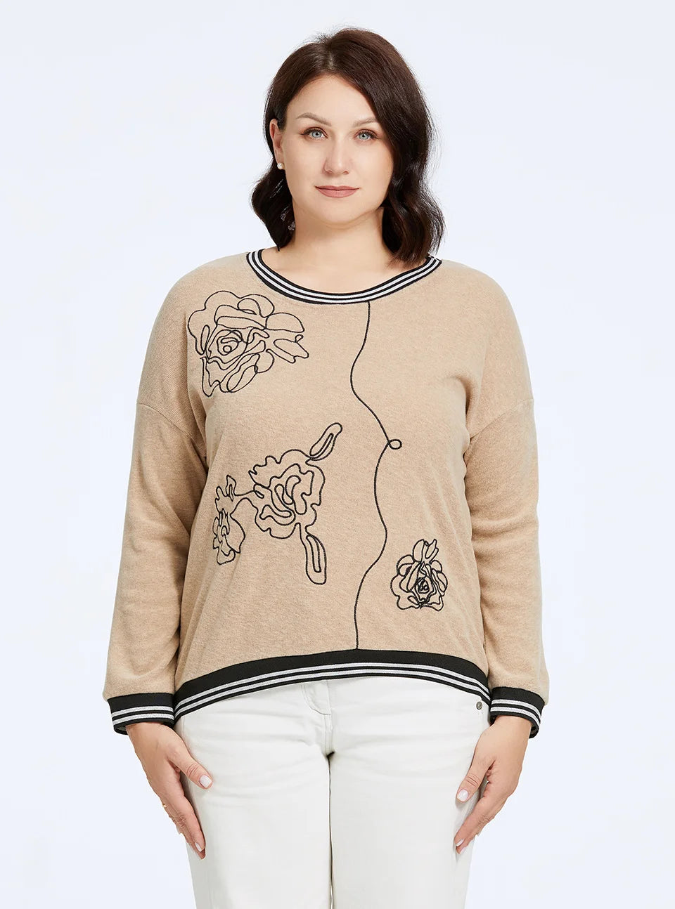 Women's Oversized Flower Embroidery Knitted Jumper