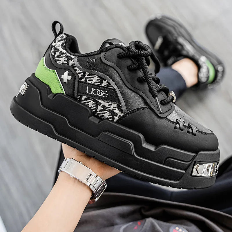 Men's Platform Sneakers - Metal Detail Vulcanized Sports Shoes