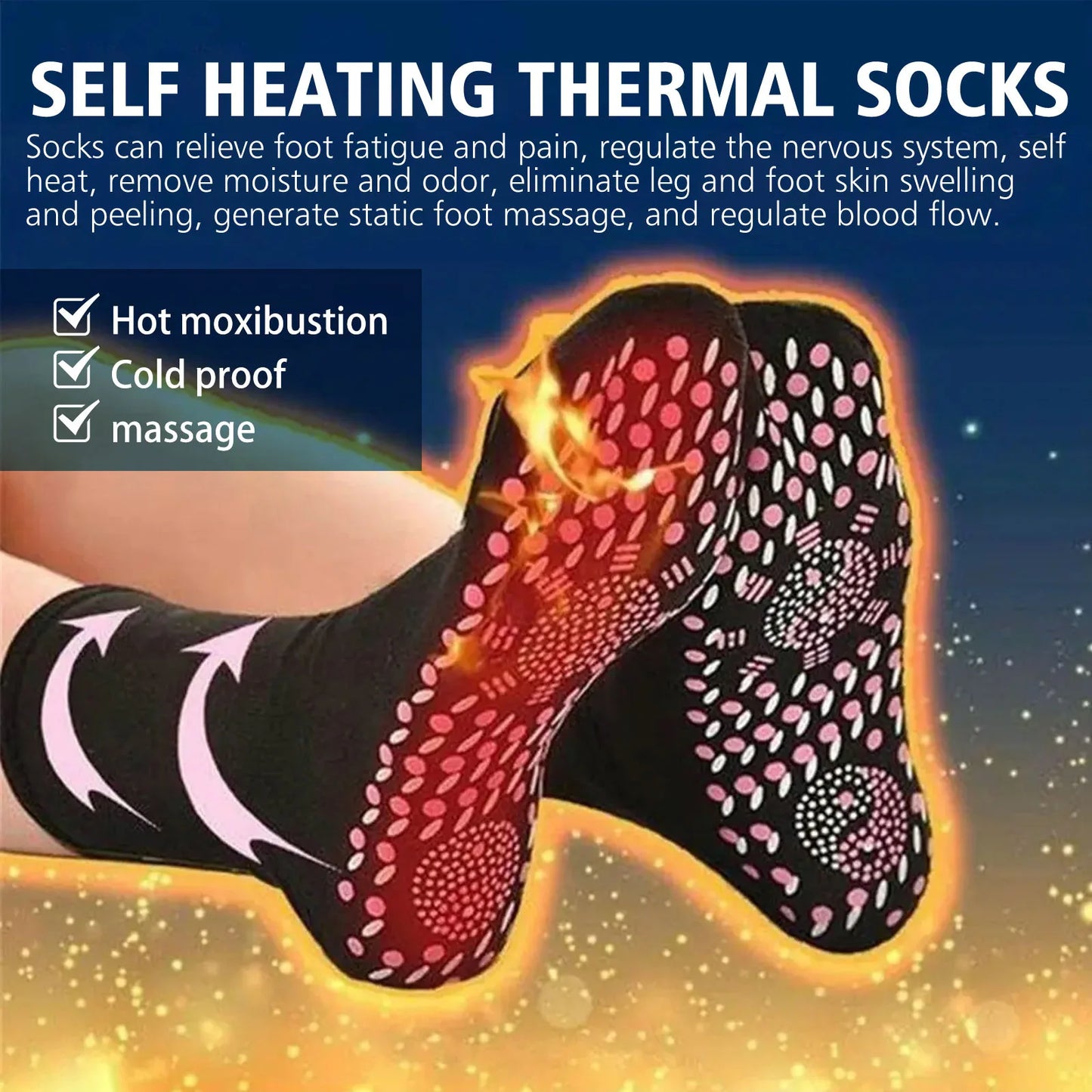 4Pairs Tourmaline Self-Heating Socks - Thermal Health Care Short Magnetic Therapy Sock