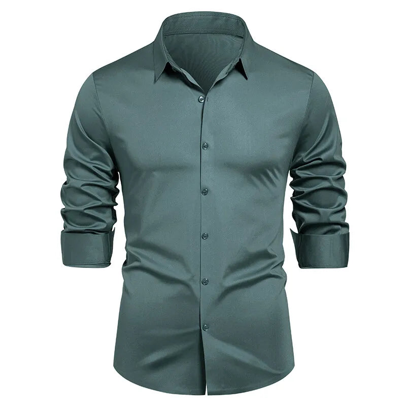 Square Collar Long Sleeve Shirt - Smart Casual Dress Shirt