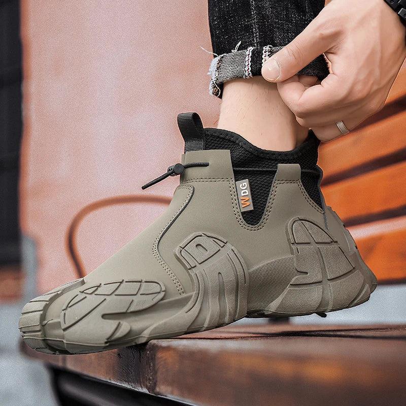 High-Top Platform Sneakers - Men's Slip-On Ankle Boots