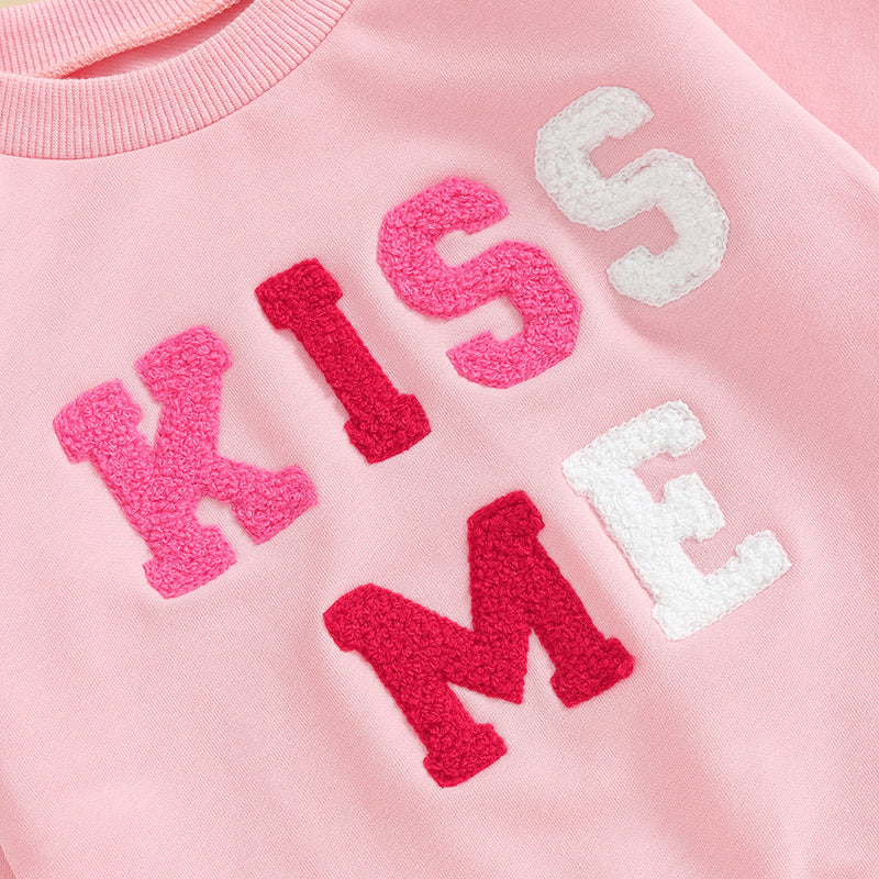 Toddler Baby Girl's Long Sleeve Letter Embroidery Pullover Sweatshirt