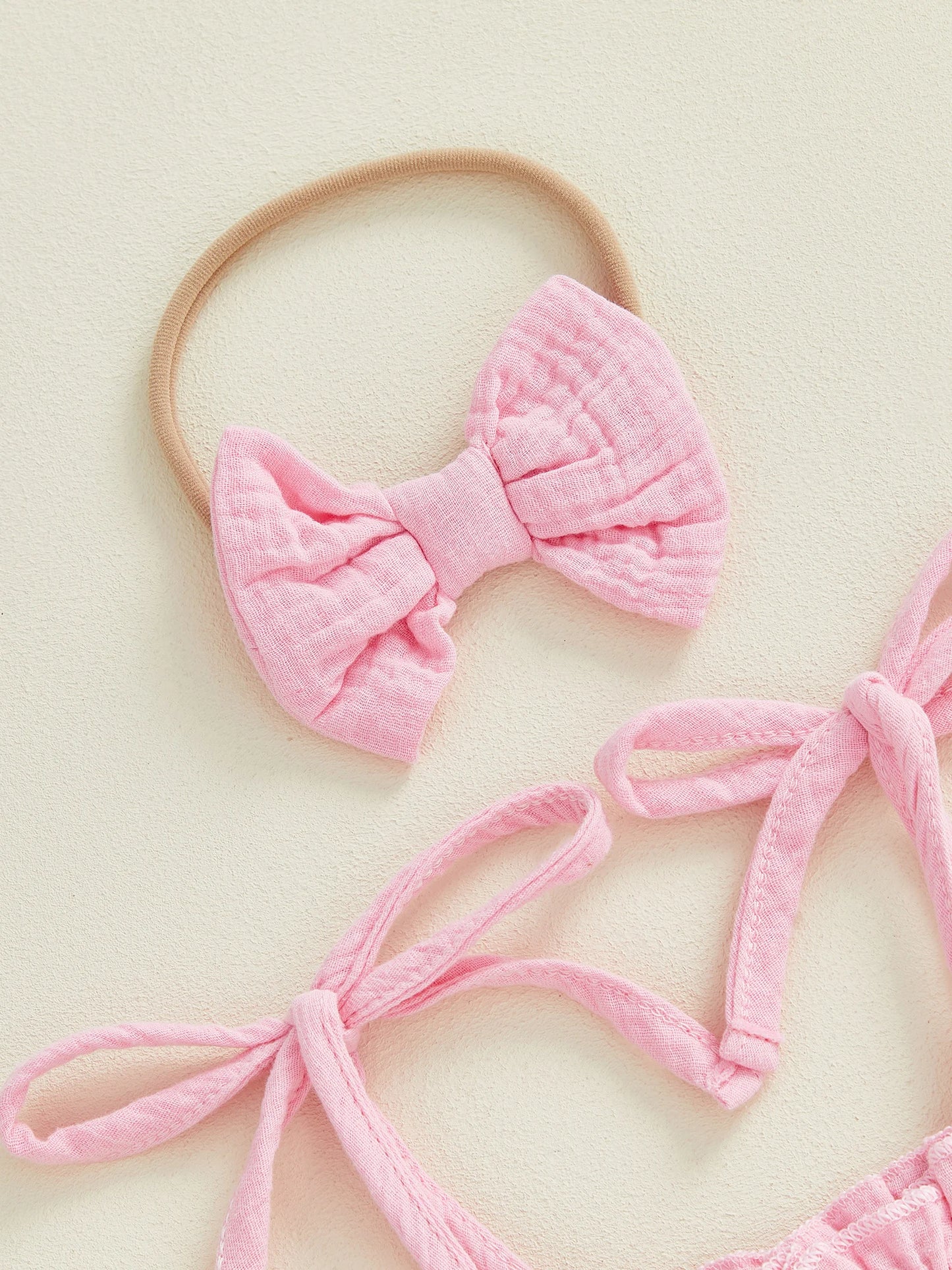 Baby Valentine's Day Romper Set - Letter Embroidery Jumpsuit with Bow Headband