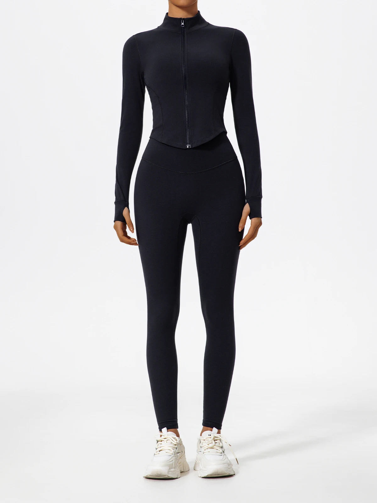 Ultra-Soft 2-Piece Gym Set - Long Sleeve Jacket & High Waist Leggings
