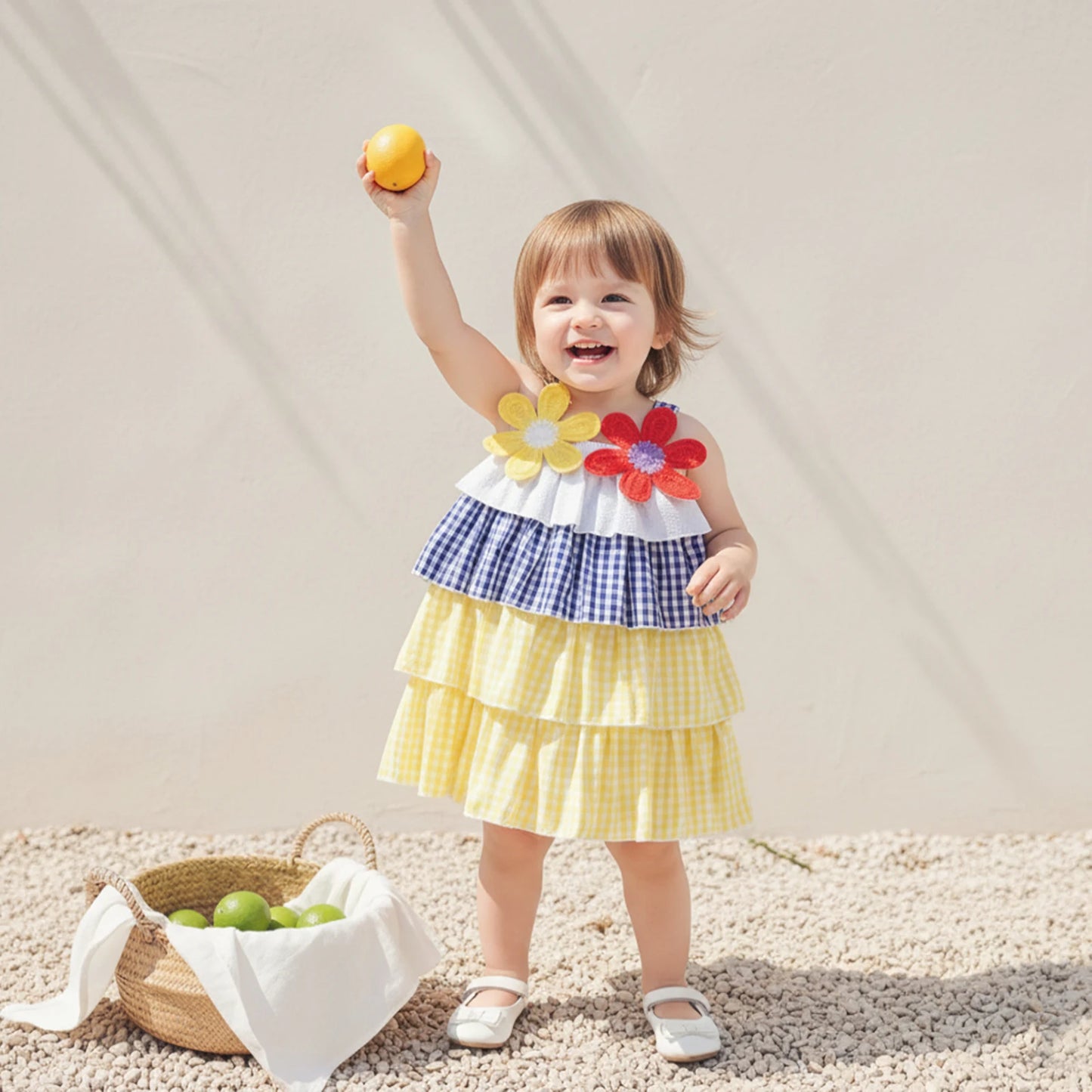 Baby Girls' Plaid Ruffle Floral Cami Dress