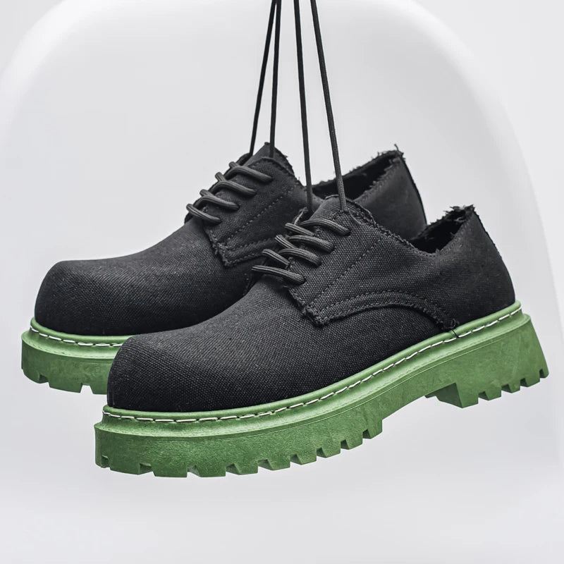 Men's Platform Denim Lace-up  Derby Shoes
