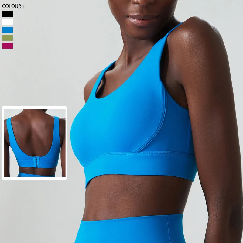 Women's Fitness Sports Bra | Nylon Lycra | Back Buckle | Fixed Chest Pads | Anti-Friction | 5 Colours | S–XL