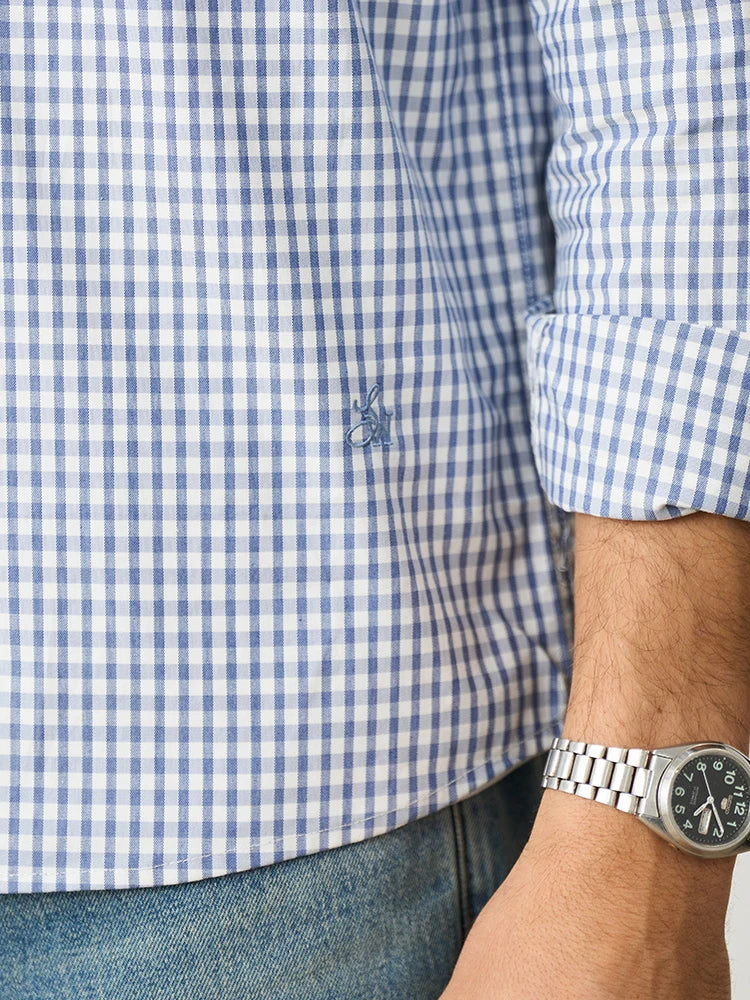 Men's Spring Oversize 170gsm Liquid Ammonia Finish 100% Cotton Fabric Checked Plaid Casual Shirt