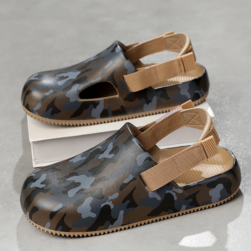 Men's Summer Slippers Sandals Camouflage  Clogs Beach Slippers Flip Flop Casual Slides