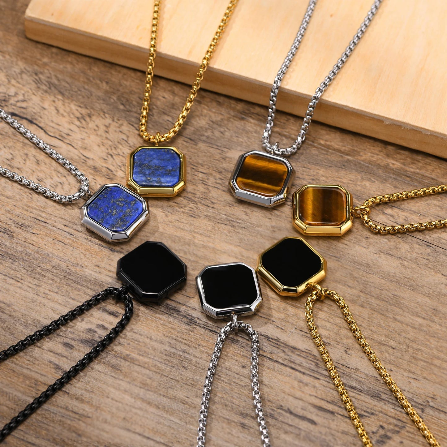 Geometric Square Polygon Pendant Necklace