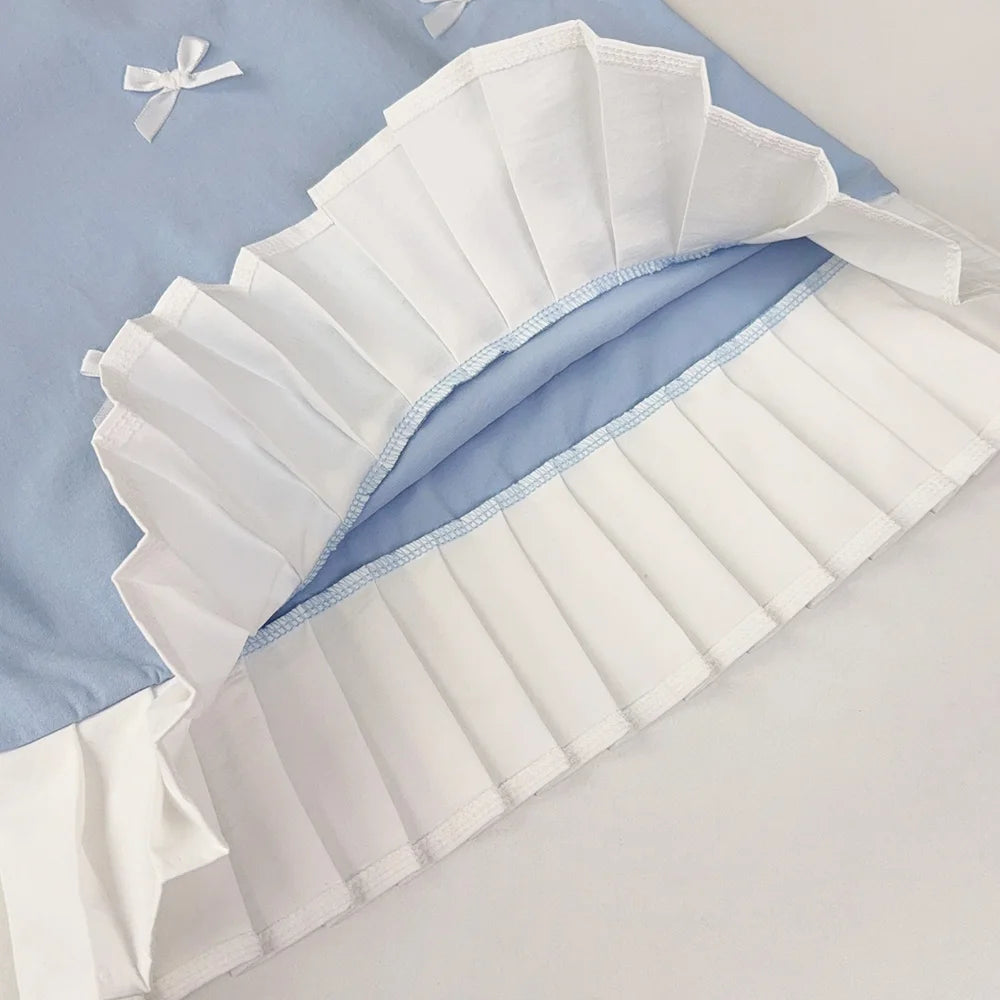 Girl's Summer Casual Round Neck Bow Sleeveless Princess Dress