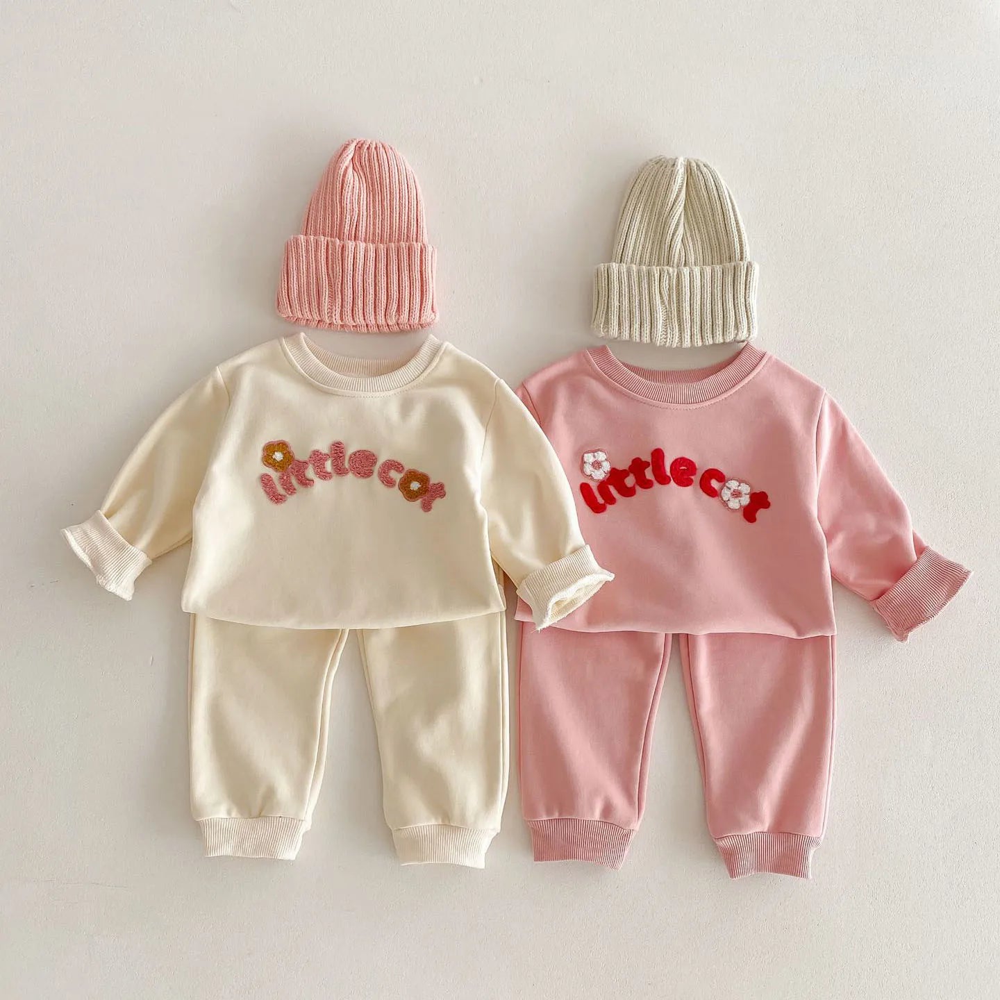 Girls Letter Print Hoodie Round-Neck Sweatshirts and Pants 2 PCS Track Suit