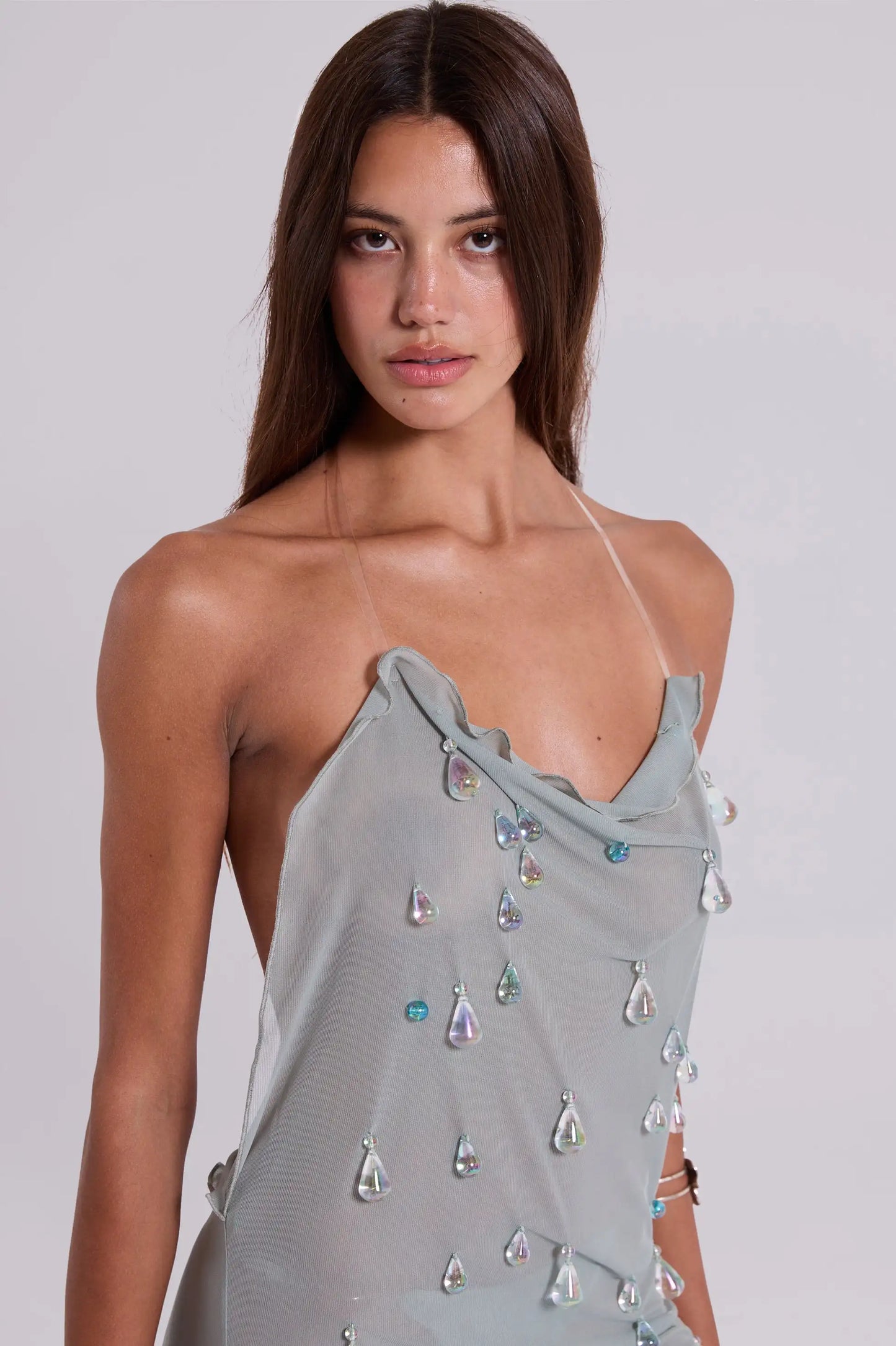 Droplet Bandage Mini Dress - Deep V Beach Cover-Up