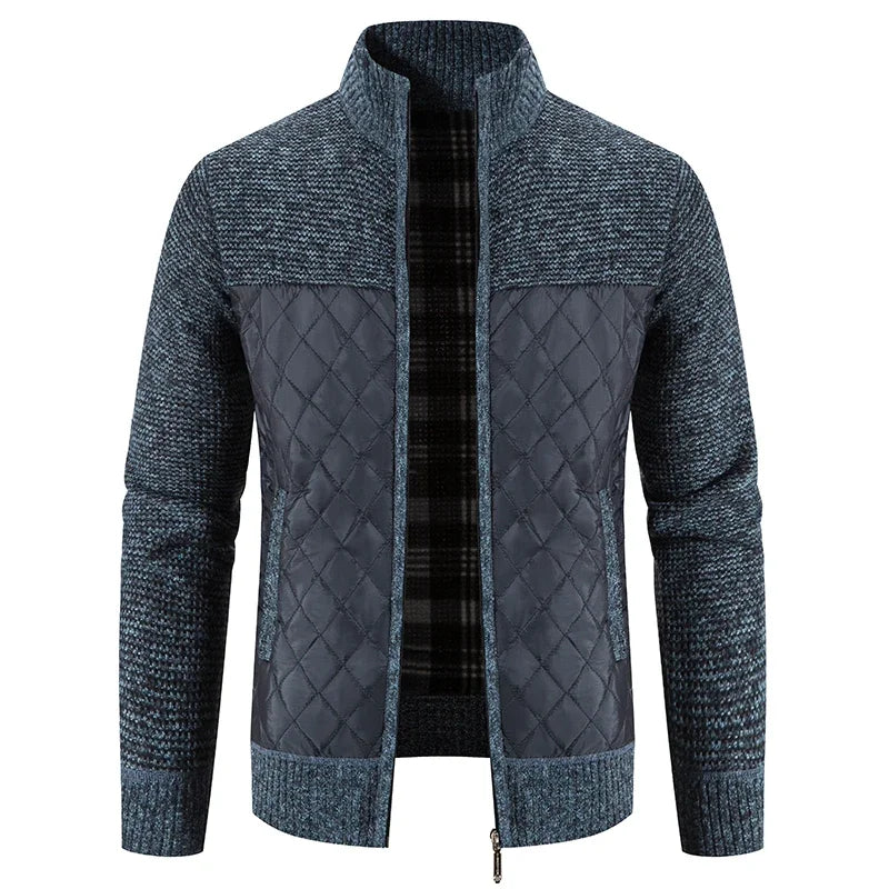 Men's Cardigan Sweater - Patchwork Warm Knitted Coat
