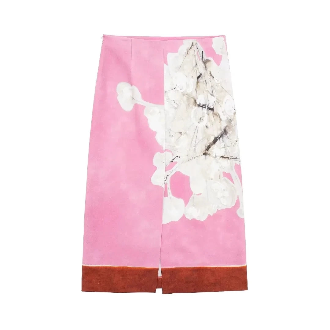 Women Floral Slim Patchwork Printed Skirt