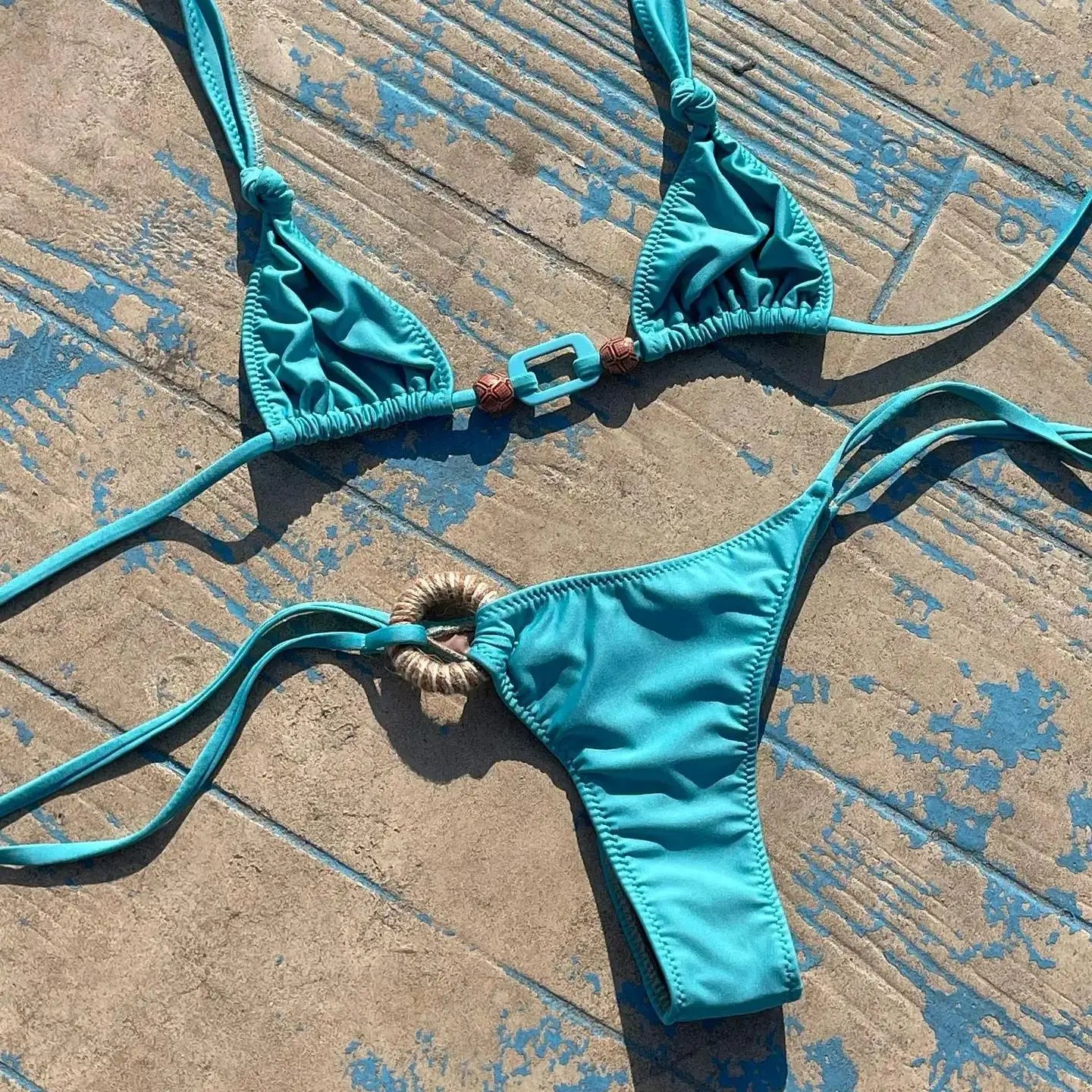 Bandage Brazilian Bikini Set - Halter Push-Up Swimsuit