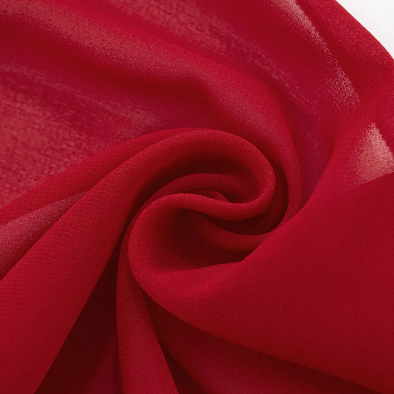 Women's Ruffled Strapless Mini Dress - Red Backless Bodycon with Neck Scarf