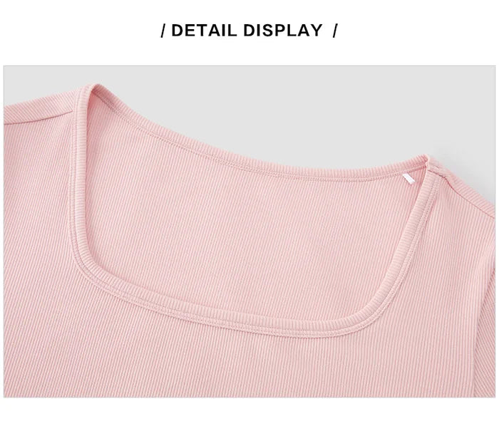Women's Square Neck Short-Sleeved Slim Fit Top - Versatile Layering Piece