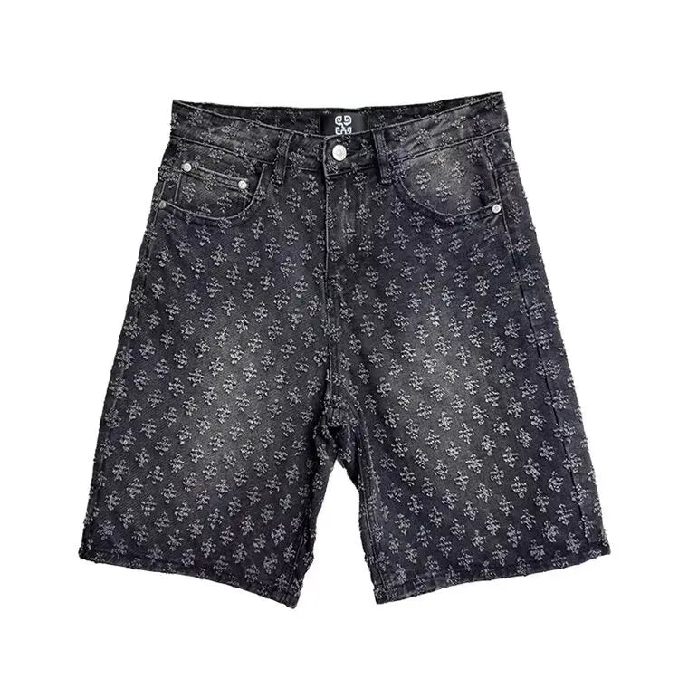 Men's Summer Retro five-point Casual Denim Ripped Shorts
