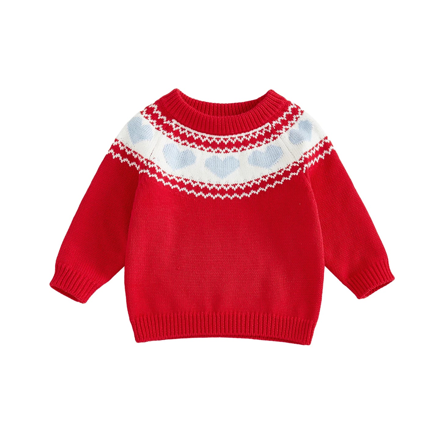 Valentine's Day Heart Pattern Sweater - Toddler & Kids Crewneck Pullover